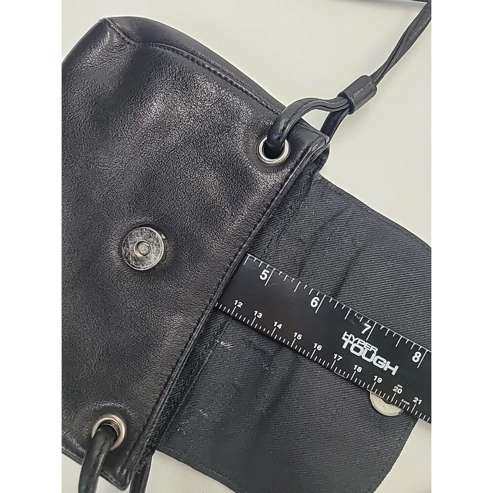 Liz Claiborne Vintage Black‎ Genuine Leather Mini Crossbody Bag Purse